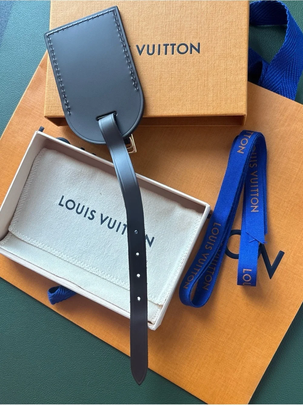 Louis Vuitton Brown Leather Luggage Tag with Gold Hardware